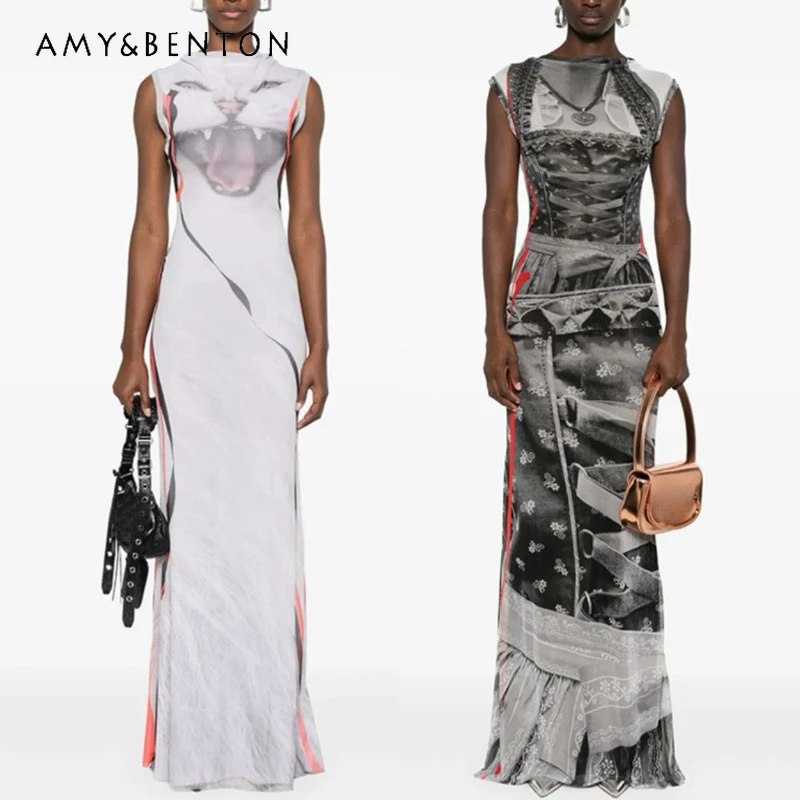 

Gothic Dark Subculture Hot Girl Sister Style Women's Dress 2025 Autumn New Punk Design Sexy Animal Print Slimming Dresses Ladies