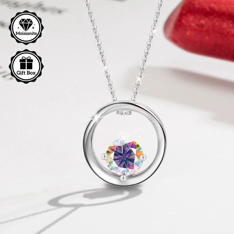 مجوهرات LAMVOICE للنساء، مجوهرات عالية الجودة، قلادة مضادة للحساسية، قلادة مويسانيتي 0.5 قيراط للنساء، هدية عيد الميلاد