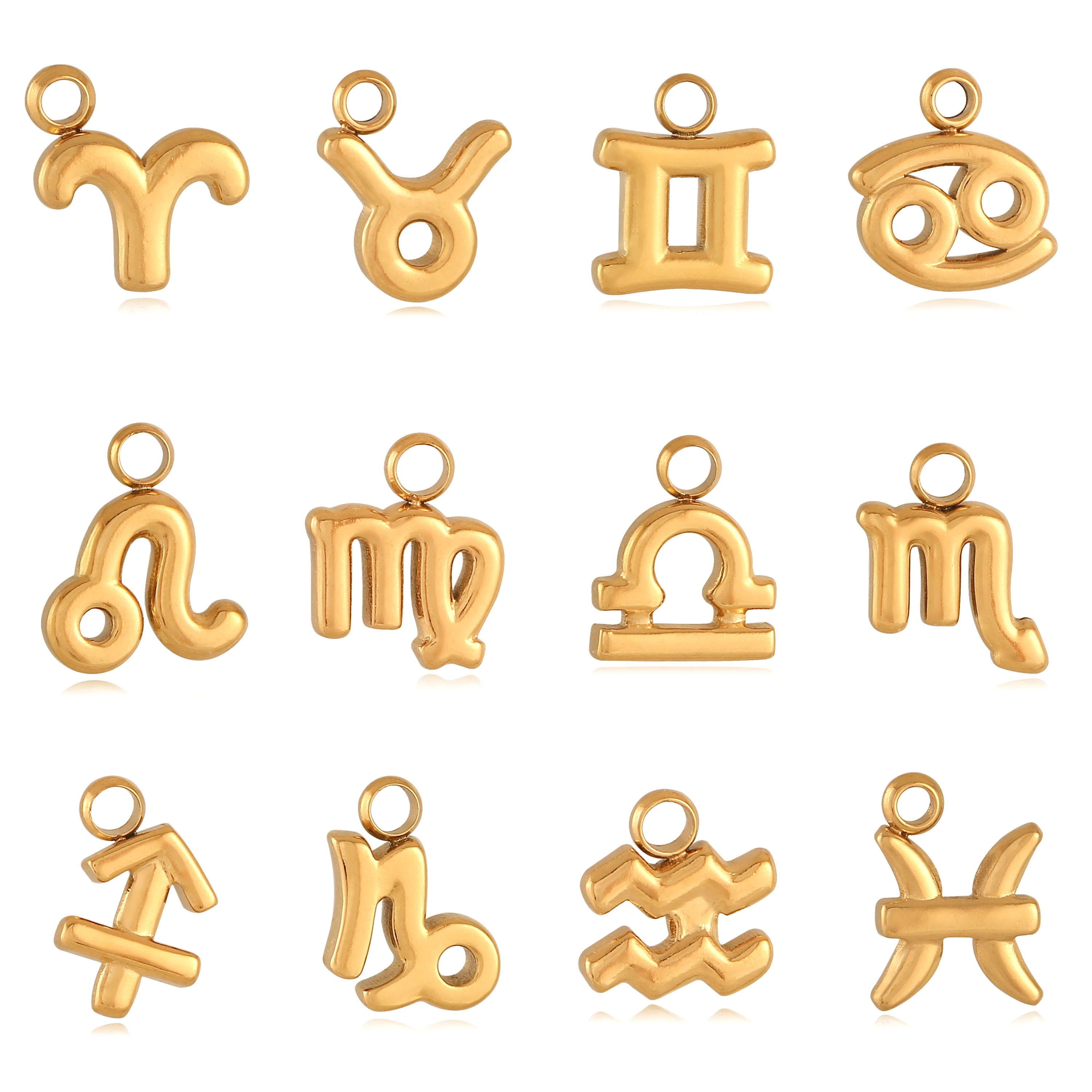 Zodiac Sign Charms Stainless Steel Constellations 12 Astrology Leo/Gemini/Taurus Pendant DIY Bracelets Necklaces Jewelry Making