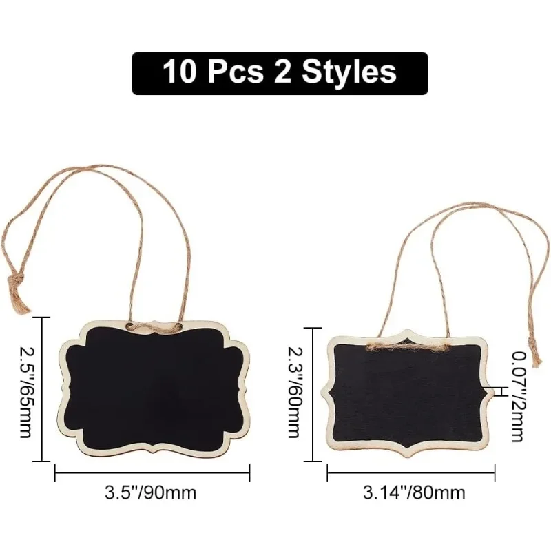 10pcs Blackboard Slate Decanter Tag 2 Styles Mini Wooden Chalkboard Signs Custom Liquor Decanter Labels with Hanging String
