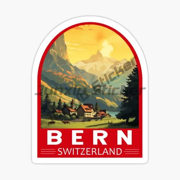 BERN SWITZERLAND Flag Car Stickers Bike Motorcycle Laptop Truck Camper Wall Bicycle Waterproof PVC Decal Accessories view 2