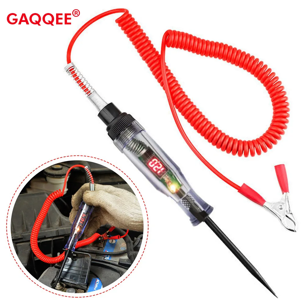 DC 6V 12V 24V Voltage Electric Circuit Tester Digital Display Long Probe Pen Light Bulb Automobile Diagnostic Tools Auto Repair