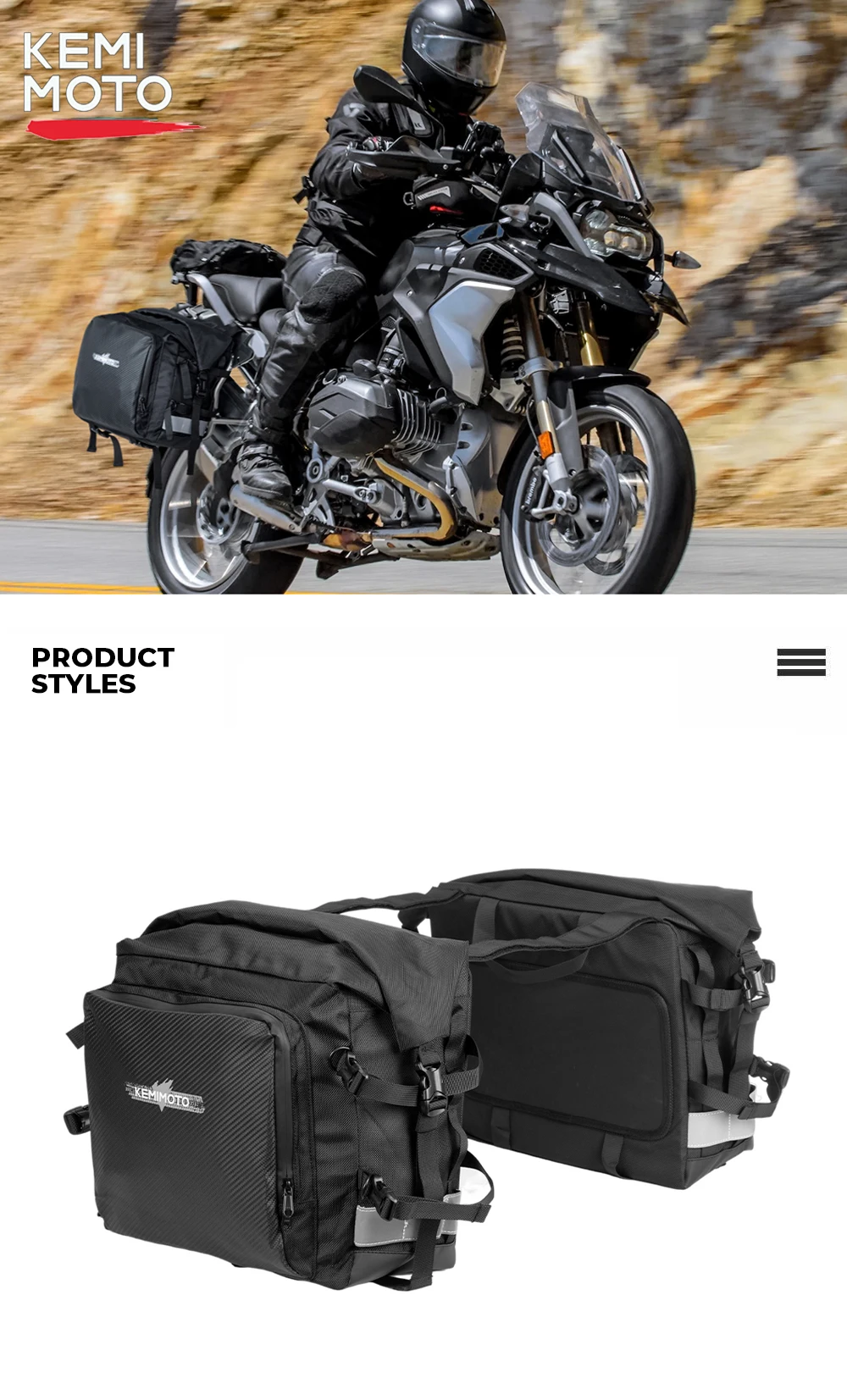 KEMIMOTO Motorrad-Satteltasche, wasserdichte Seitentaschen für BMW R1200GS R1250GS ADV, für Triumph Tiger 900, für Honda X-ADV Twin Africa – Detail 2