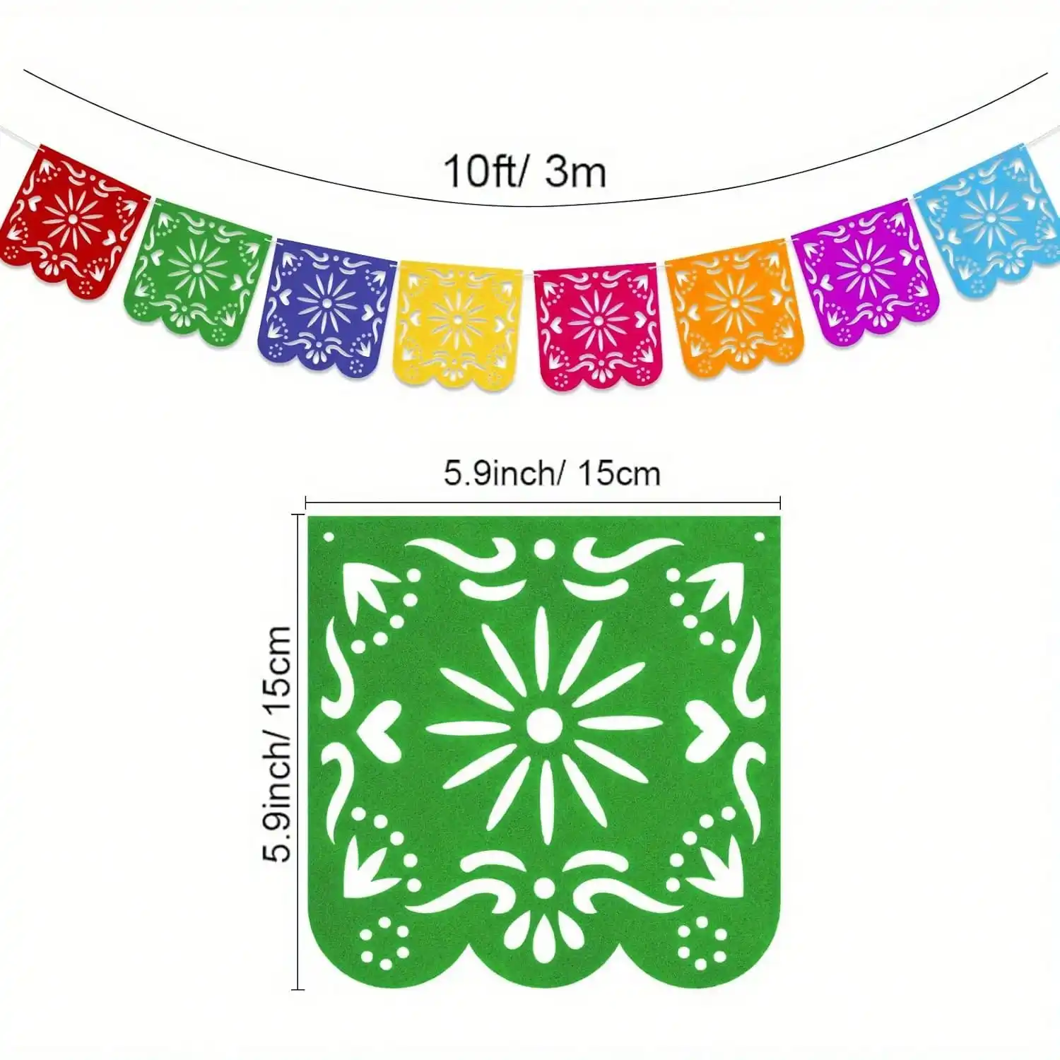 5 لافتات مكسيكية من Tiras (40 Pastillas) لافتة ملونة يوم الموتى Papel Picado، زينة حفلات أعياد الميلاد
