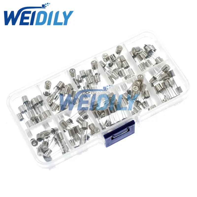 100PCS 10Kinds 5x20mm Fast Glass Fuses Kit In Box 0.2A 0.5A 1A 2A 3A 5A 6A 8A 10A 15A/250V 5*20 Insurance Tube Package