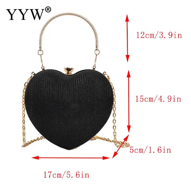 Sequins Love Heart-Shaped Evening Handbag Crystal Diamond Clutch Bag Top Handle Wedding Party Mini Purse Shoulder Messenger Bag