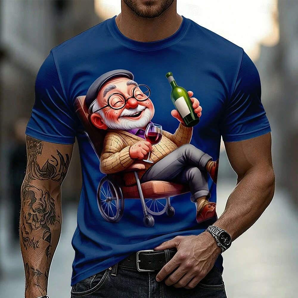 Cartoon Character 3D Print Men's T Shirt Casual O-neck Short Sleeve  Loose Tops Summer Street Tees Fashion Beer Pattern T-Shirts