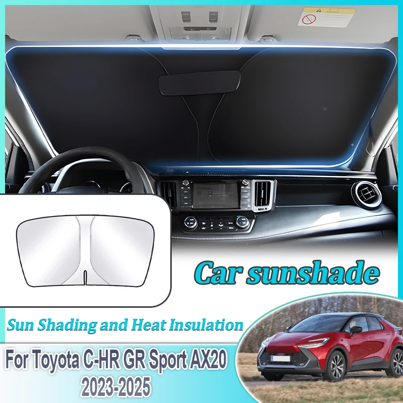 

Солнцезащитный козырек на лобовое стекло для Toyota C-HR GR Sport AX20 2023 2024 2025 MK2, автомобильное солнцезащитное стальное кольцо, аксессуары с защитой от УФ-лучей