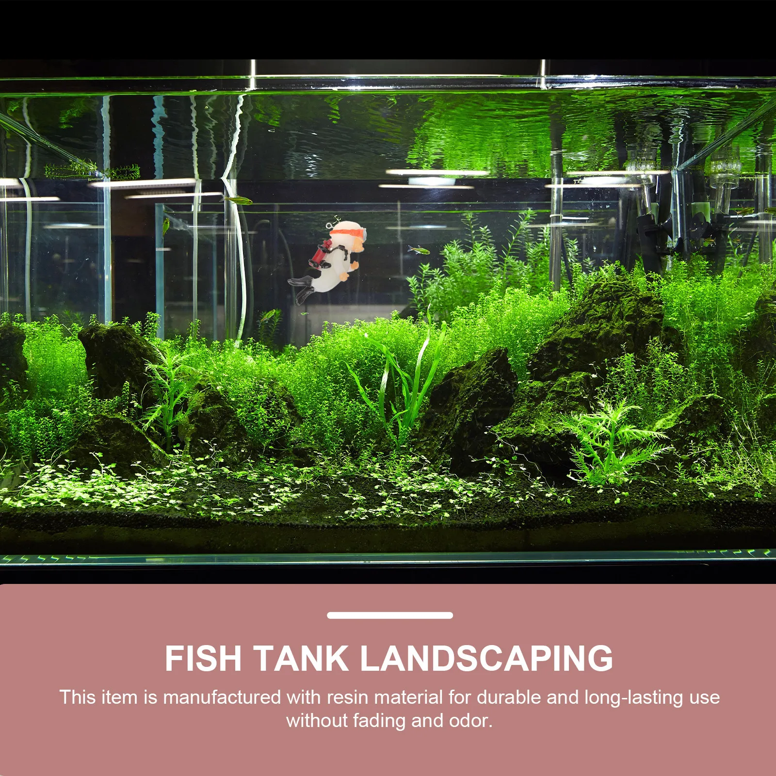 Saltwater Tank - Lichtgevend duikerornament van hars voor aquariumdecoratie,