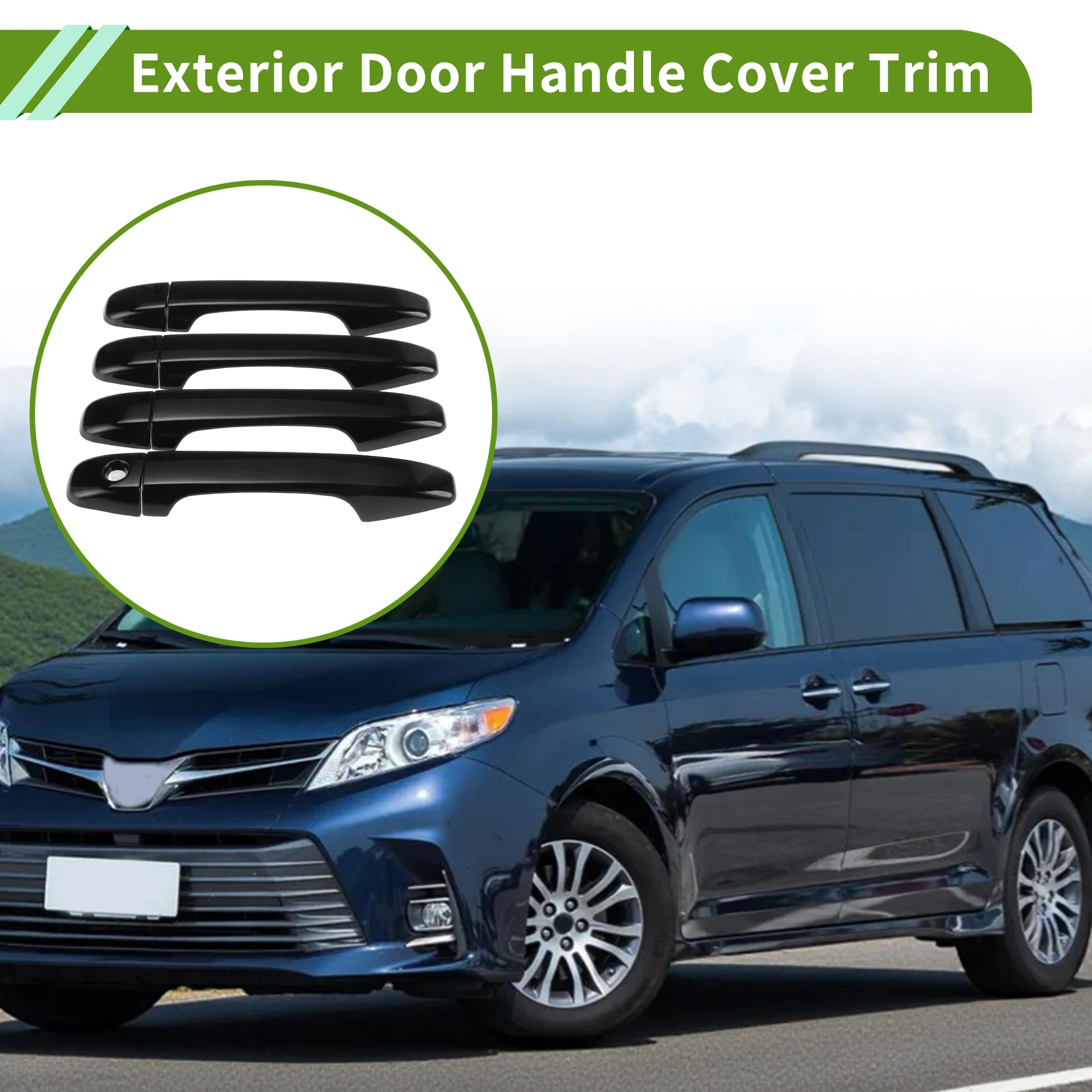 

Накладки на ручки дверей UXCELL (передние и задние) для Toyota Sienna 2011-2019, стандартные, глянцевые черные, 1 комплект