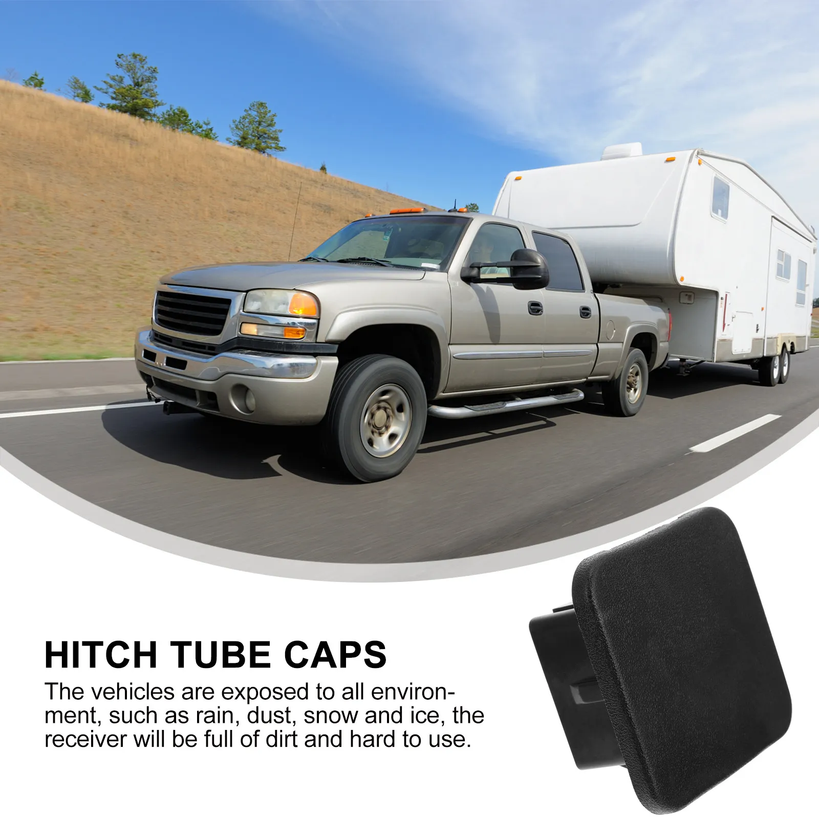 Trailer Hitch Tube Cover Rubber Protective Flexible Trailer Hitch Tube Plug Caps Easy Install Prevent Mud Snow Water