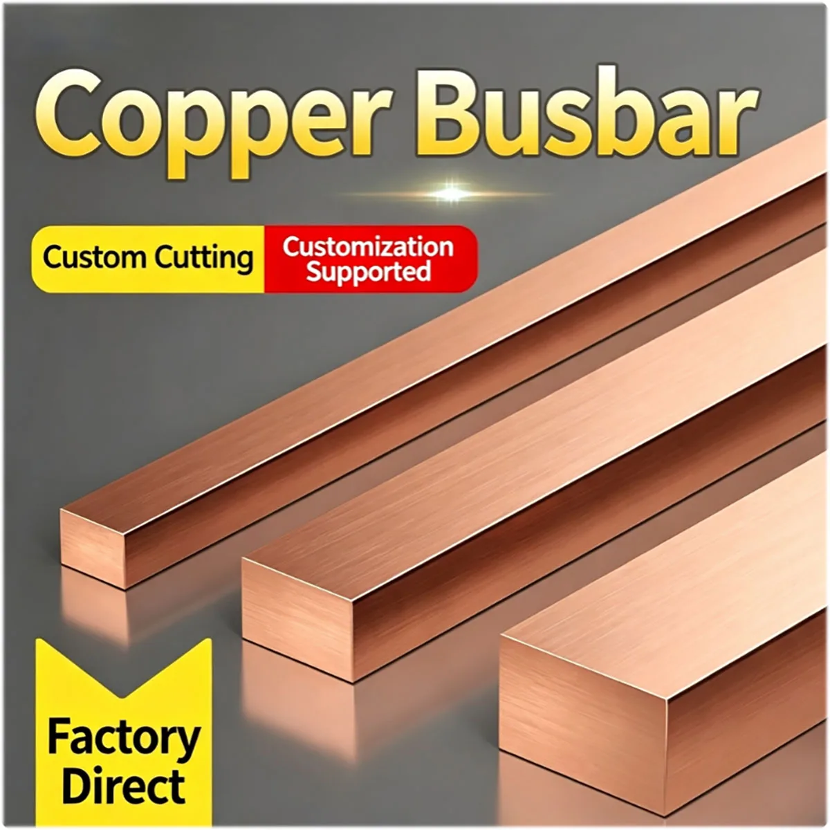 Pure Red Copper Sheet Bar Block Flat Copper Strip Copper Bus Bar for Electrical Conductive Hardware Machining Power Fitting