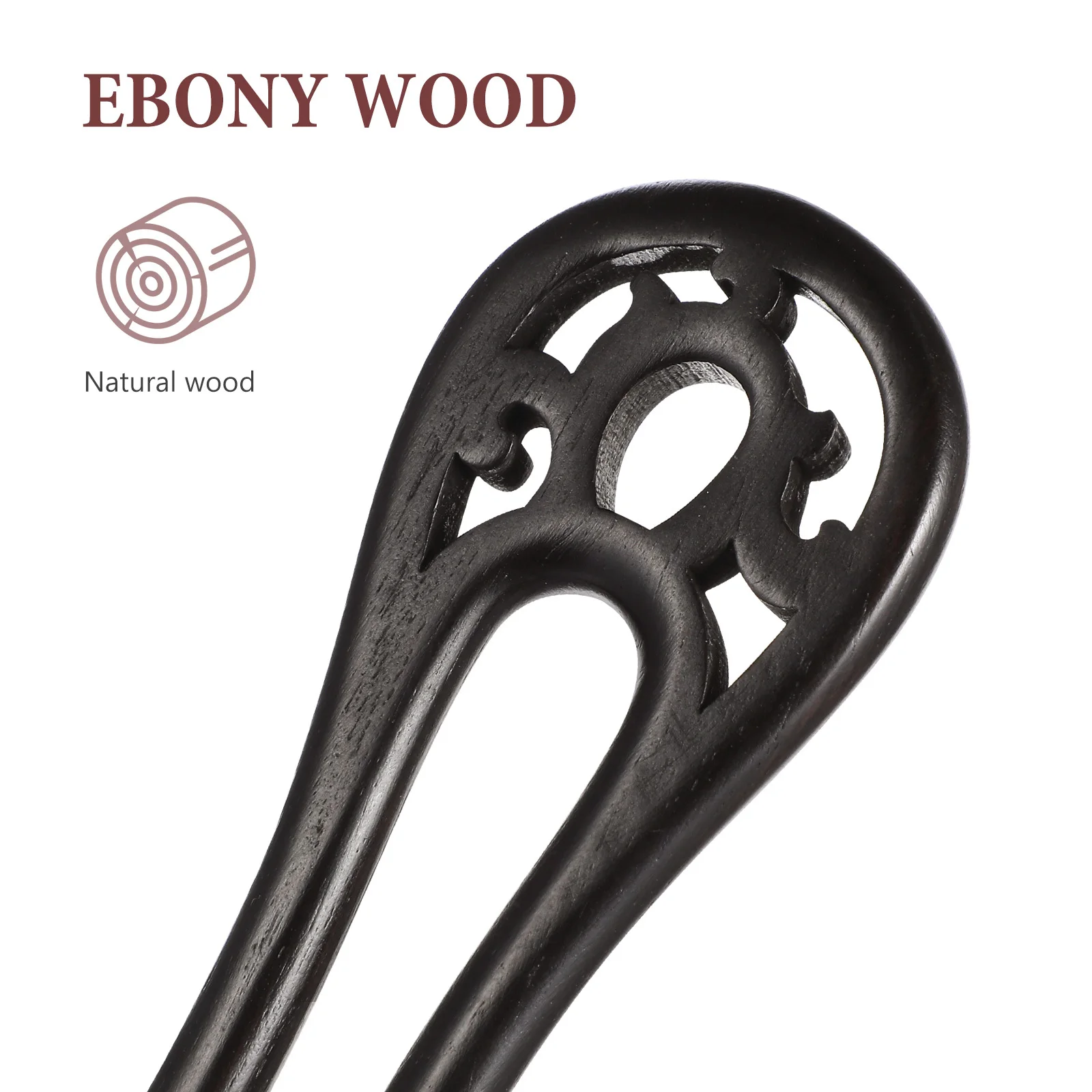 دبوس شعر على شكل حرف U مصنوع يدويًا من خشب الأبنوس للسيدات، إكسسوارات شعر كلاسيكية أنيقة مثالية للحفلات غير الرسمية