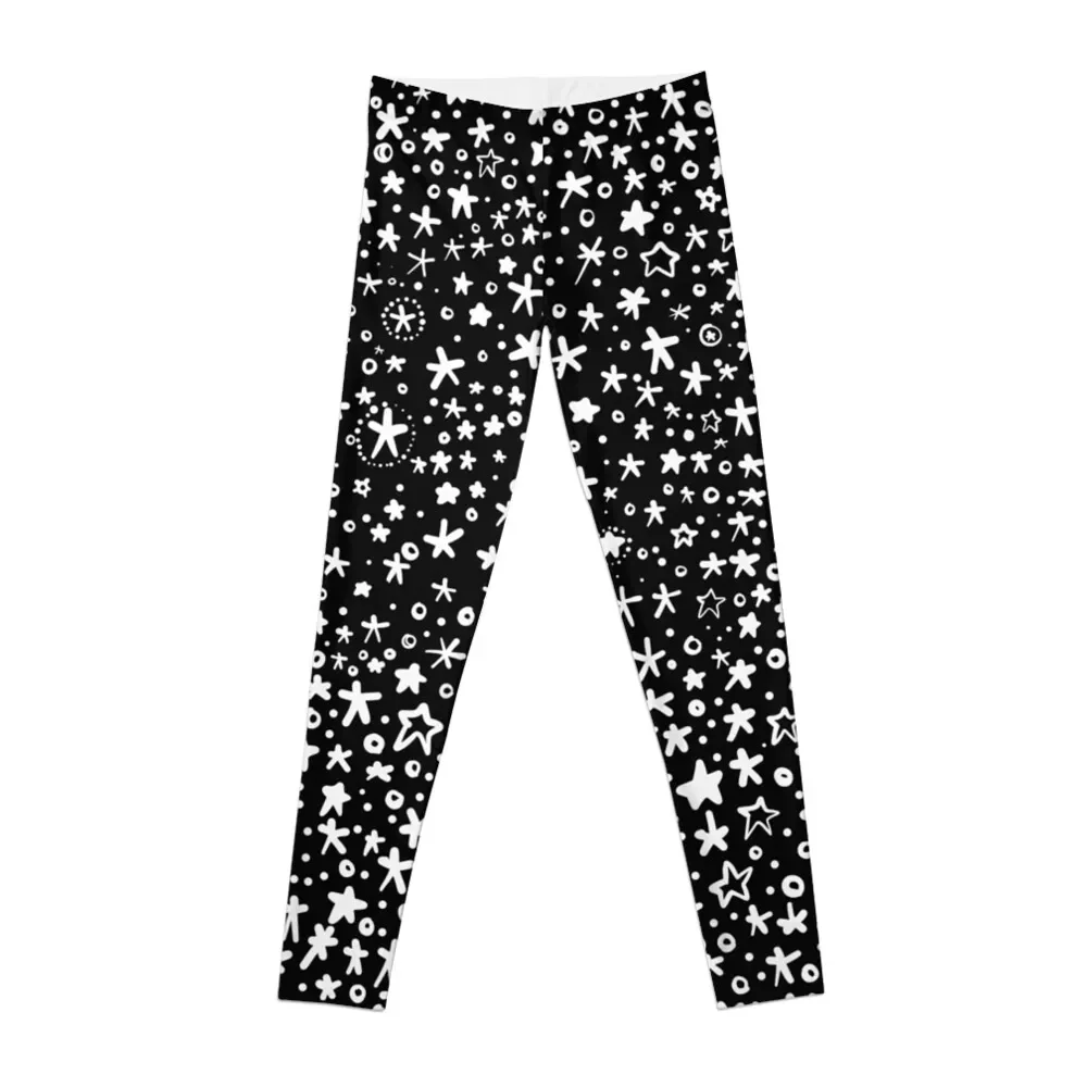 Starry Sky - black and white Leggings high waist Tight fitting woman Womens Leggings