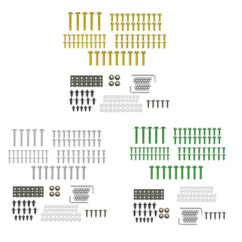 Stainless Fairing Bolts Kit Body Screws Fastener Clip Nuts for Sportbikes Motorcycle Universal - Gold, Silver, Green