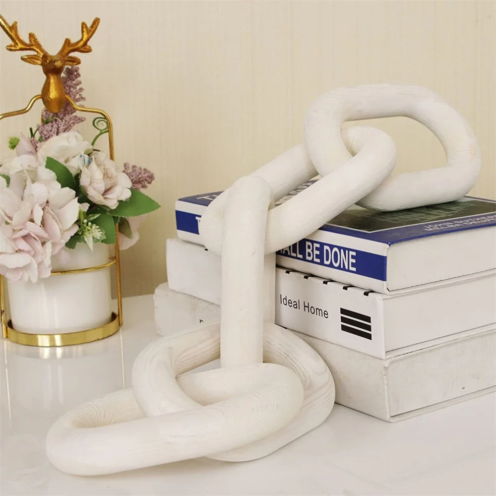 

Деревянная цепочка в богемном стиле, ручная резная цепочка из 5 звеньев, художественное украшение для стола, подноса, фермерского дома, офиса, стола в деревенском стиле