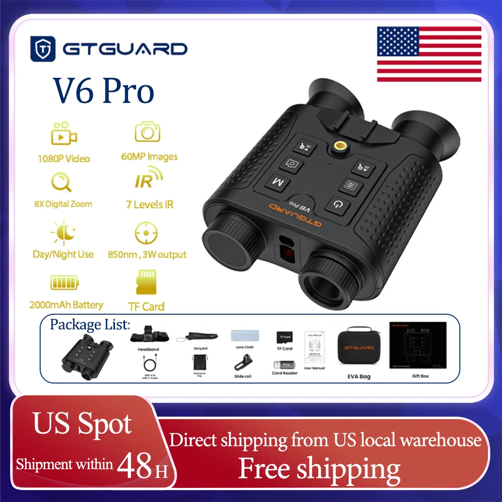 

Gtguard V6 Pro Night Vision Binoculars Designed For Outdoor Enthusiasts Hunters And Explorers Features 1080p Hd Video Recording And Photography Day And Night Use Accurately Measures Targets Within 600 Meters With Rapid Response