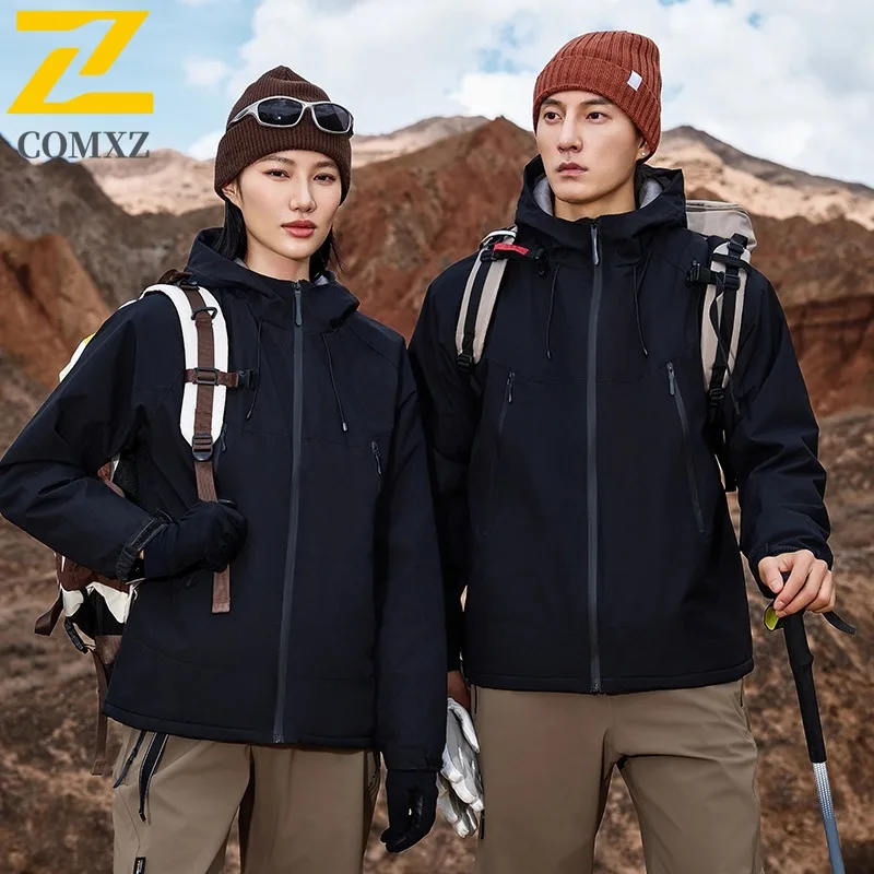 سترة رجالية فاخرة على الموضة من COMXZ بقلنسوة للرحلات والتسلق ومقاومة للرياح سترة دافئة ملابس يومية ملابس شتوية خفيفة ومريحة #1