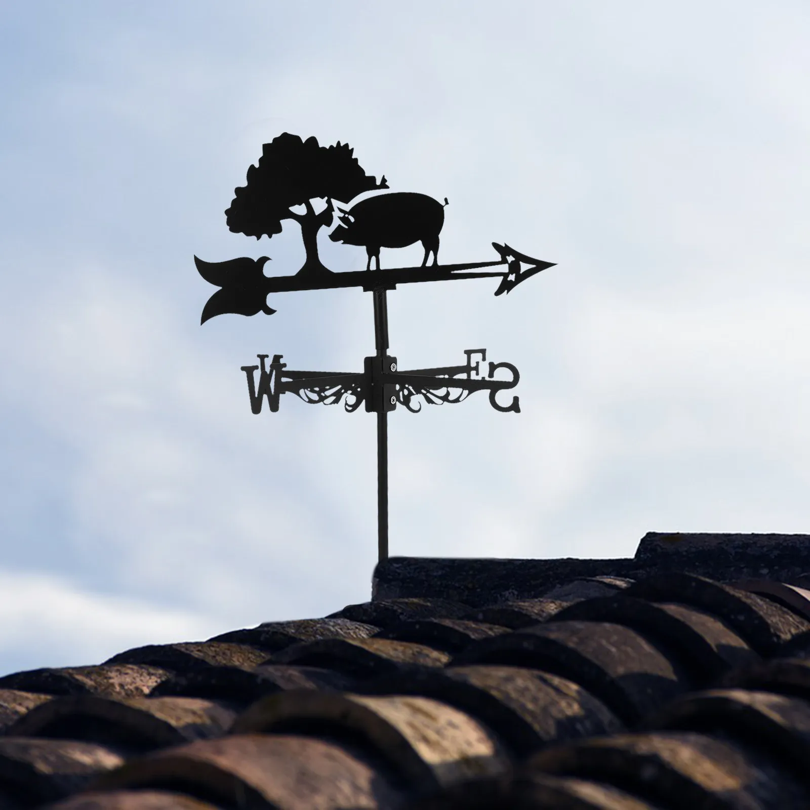 Wind Vane Roof Outdoor Garden Decoration Metal Yard Decor Wind Direction Indicator Weather Vane Roof Mount
