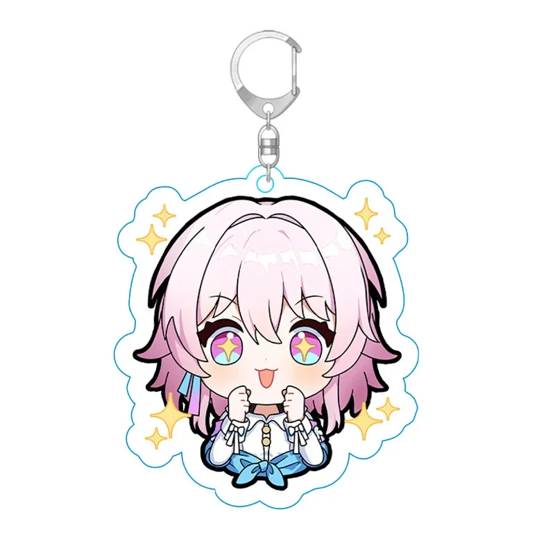 Honkai Star Rail Acrylic Keychain Anime Figure Stand Pendant March 7th Herta Bailu Asta Clara Qingque Key Ring Cute Key Chains