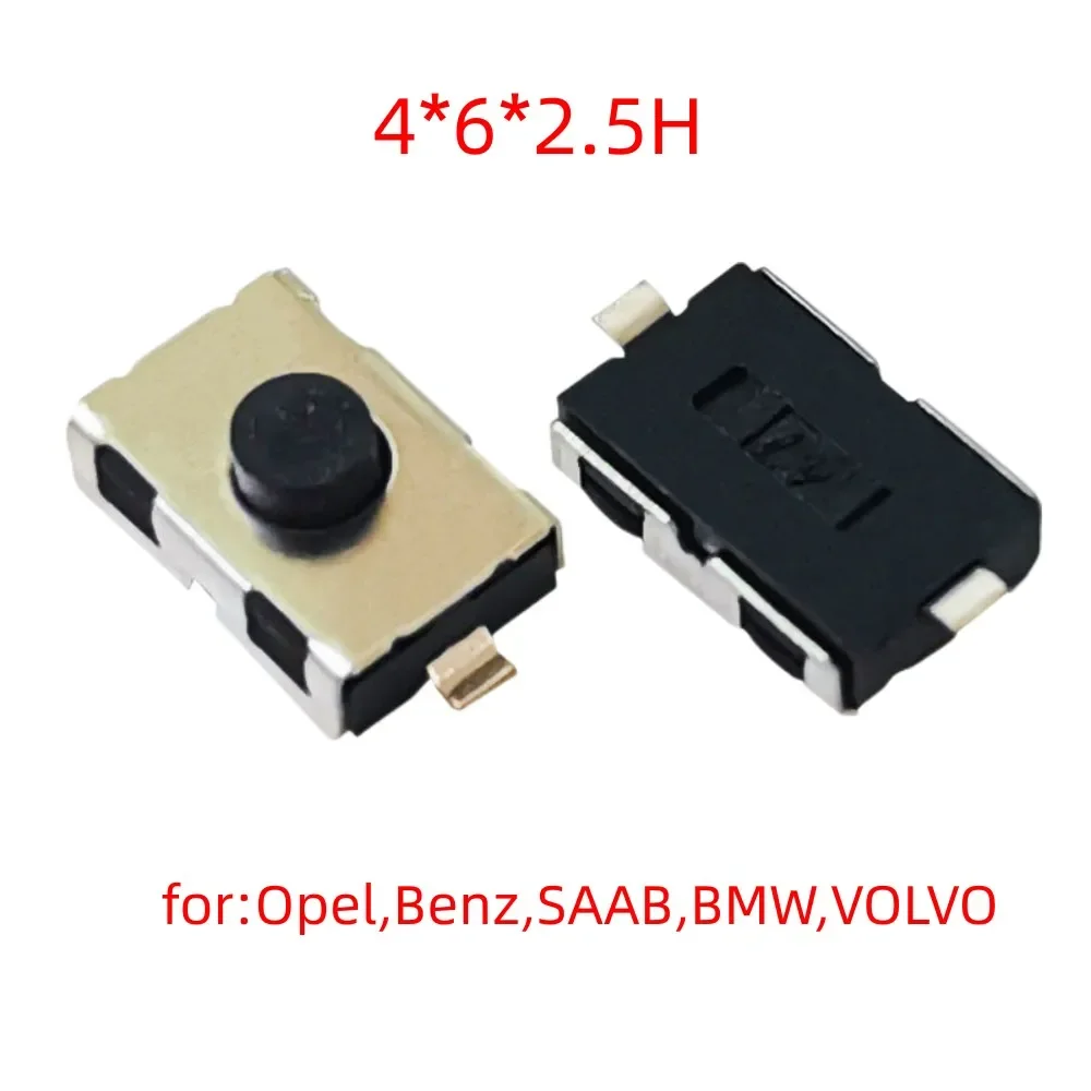 

100 шт., кнопка дистанционного управления 4*6*2,5H, кнопка автомобильного ключа для Opel Benz BMW VOLVO SAAB Peugeot Citroen, сменная кнопка