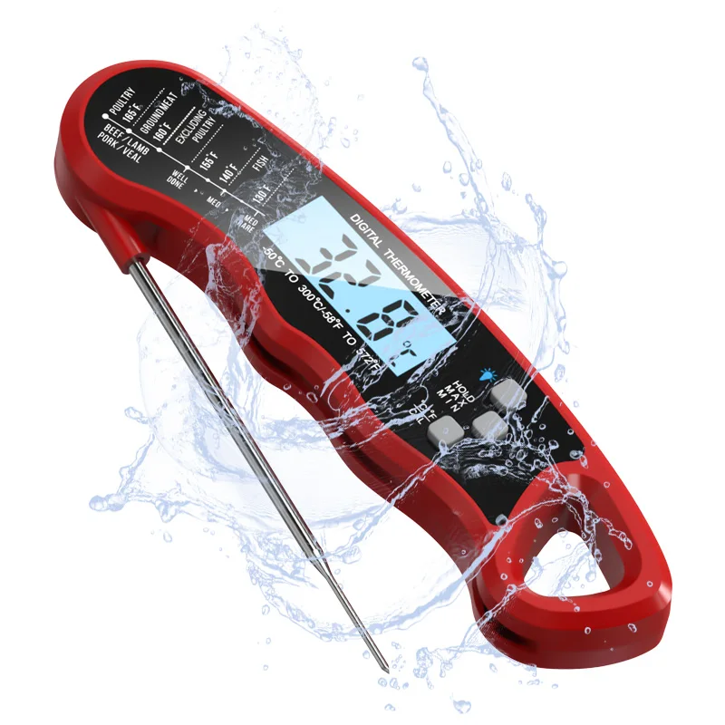 เครื่องวัดอุณหภูมิอาหารเนื้อสัตว์ทําอาหารดิจิตอลแบบพับได้อ่านทันทีสําหรับการย่าง