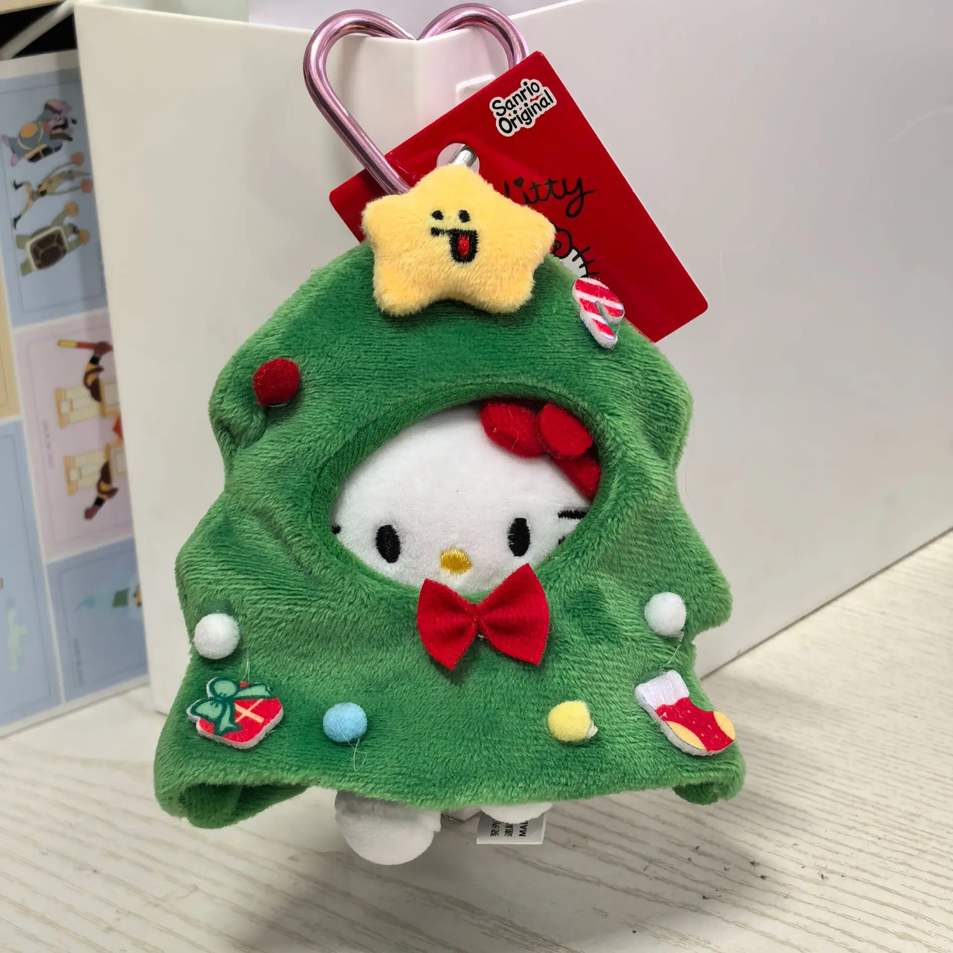 Sanrio Hello Kitty Love Button Christmas Tree Cute Kitty Keychain Pendant Festive Atmosphere Christmas Tree Decoration Gift