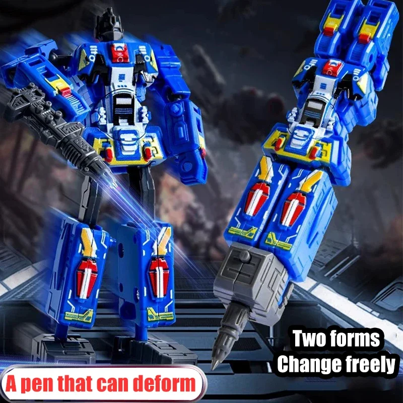 2IN1  Transformable Robot Toy Transforming Ballpoint Pen Rotary Joint Robot  Action Figure Model Toys Deformed Robot