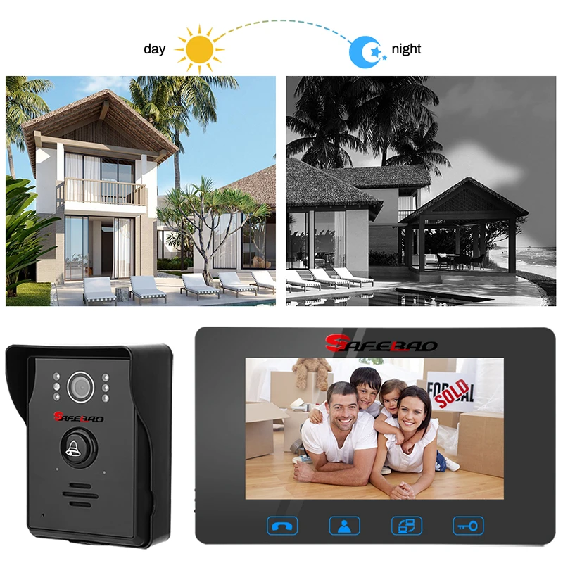 SAFEBAO Video Door Phone Doorbell Wires Video Intercom 7\