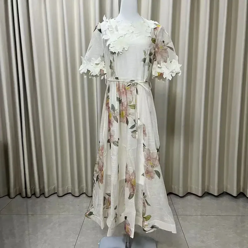 

Women's Dress Floral Linen Elegant Long Dresses Casual Vacation Beach Party Dresses Woman Clothing Summer Skirts for Women 2025