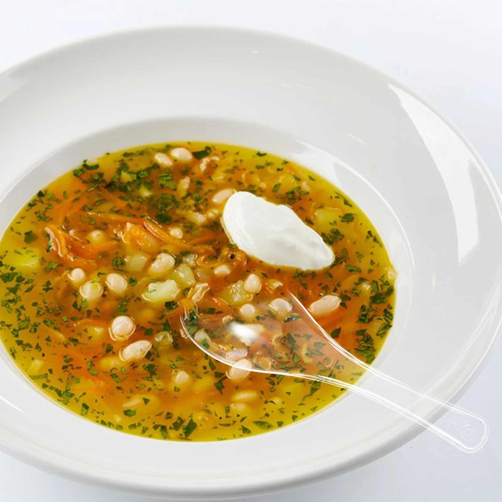 

100Pcs Thickened Soup Spoons Durable Reusable Plastic Heavy Duty Clear Small Dessert Spoons for Ice Cream Yogurt