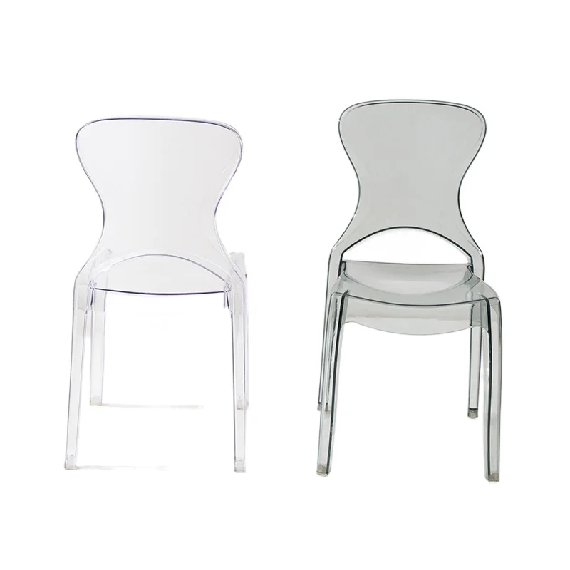 Nordic acrylic transparent dining chair  creative plastic stackable cafe armchair negotiation chair