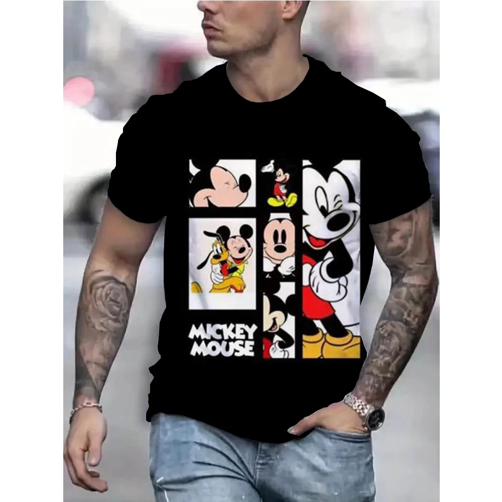 

Disney 2025 Men's T-shirt Mickey Mouse 3D Printed Short Sleeve Oversized Children Men's And Women's T Shirt Clothing