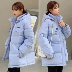 Parka com capuz acolchoado de algodão feminino, jaqueta, puffer coat, sobretudo grosso, neve quente, outwear de inverno, novo, 2023