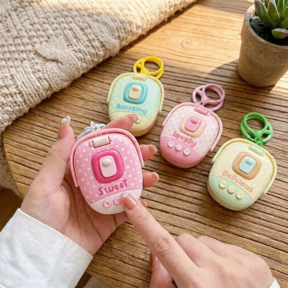 Portable Plastic Rice Cooker Keychain Cartoon Funny Voice Recorder Keychain Cute Simulation Kitchen Backpack Decoration