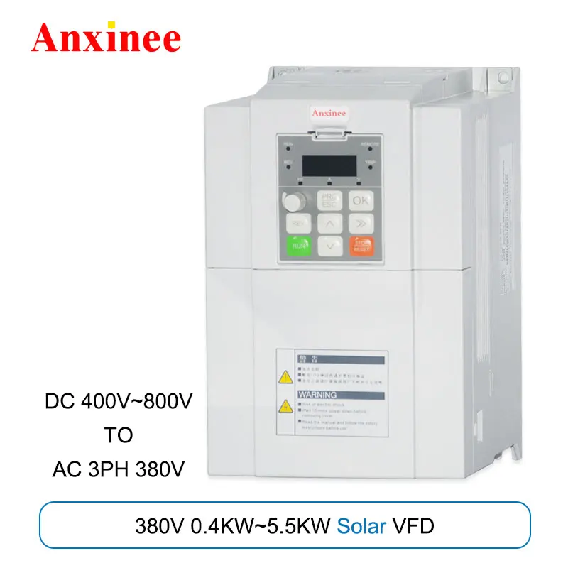 Anxinee Vfd falownik solarny Dc 400v-800v do Ac 380v 3 fazowa pompa wodna sterownik z kontroler Mppt