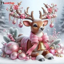 Huacan DIY Diamond Painting Animal Deer Full Drill Mosaic Landscape Winter Christmas Home Decor Handmade Gift