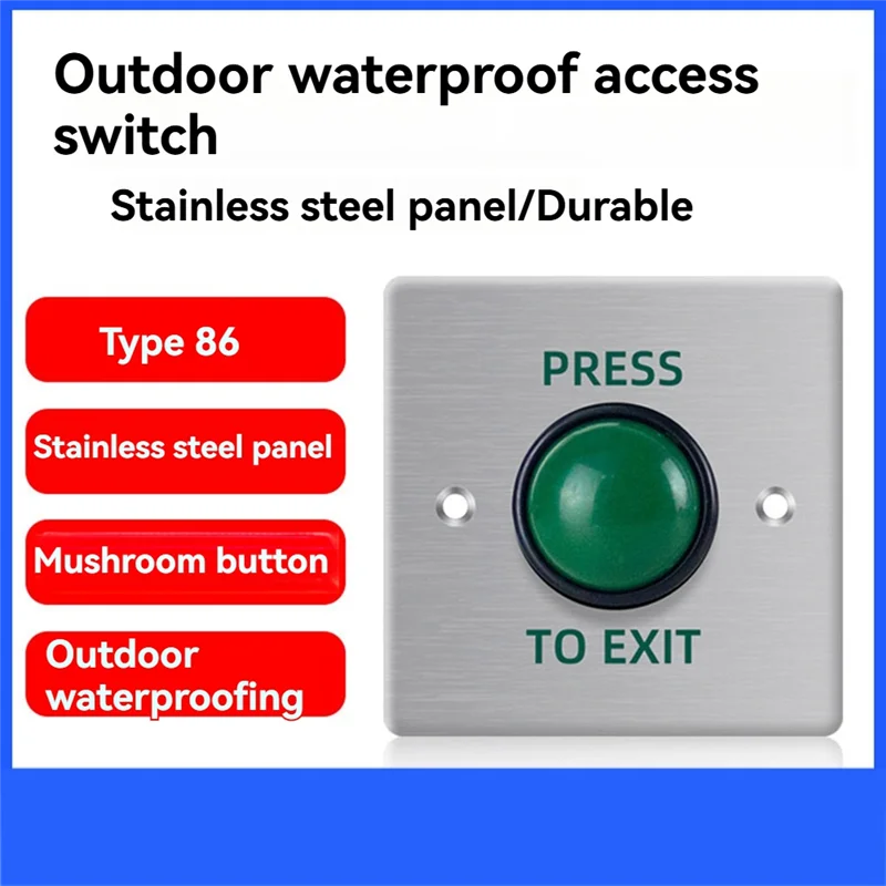 

AAAEL-Door Exit Push Button Release Switch Opener Stainless Steel Panel For Door Access Control System Entry Open