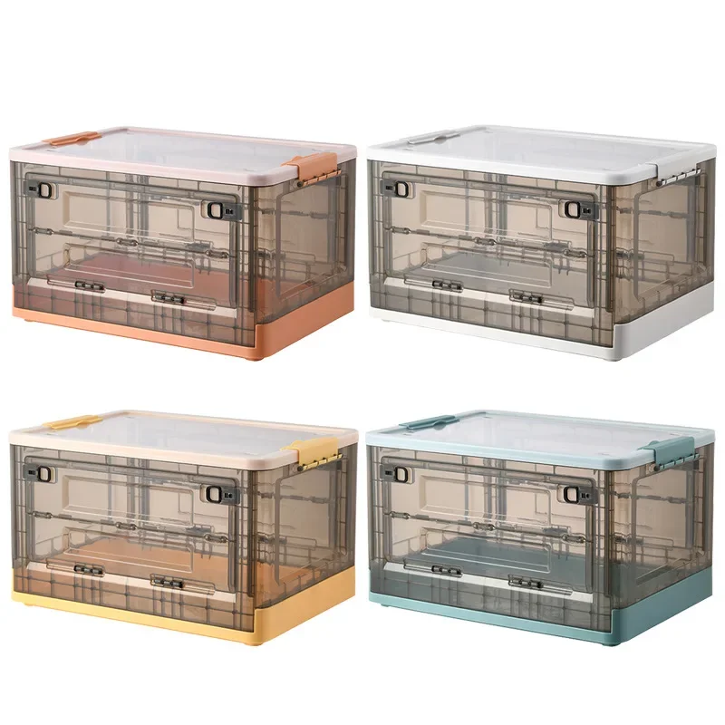 

Folding Double Door Storage Box Transparent Plastic Storage Box With Lid For Toy Clothes Multifunctional Storage Organizer