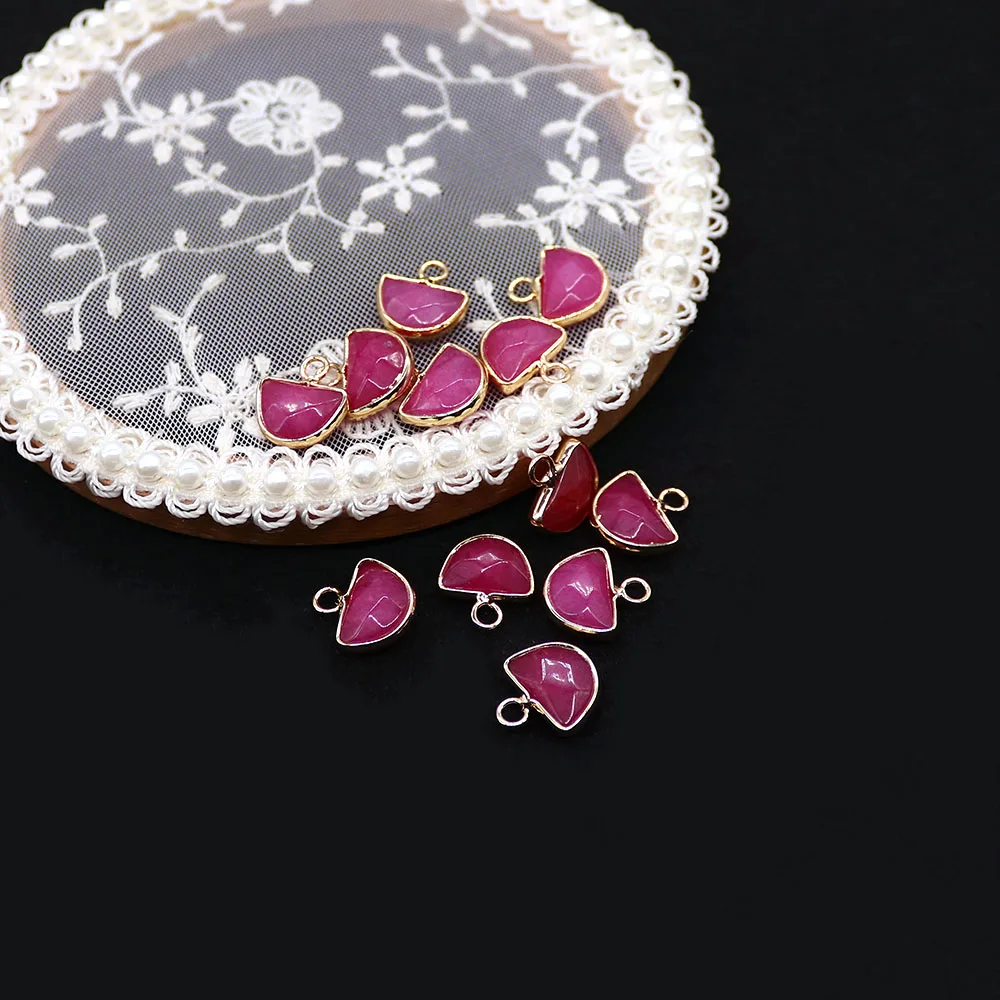 

Exquisite Natural Stone Semi-Circular Pendant Edging Electroplating Single-Hole Opal Amethyst Design DIY Jewelry Accessories