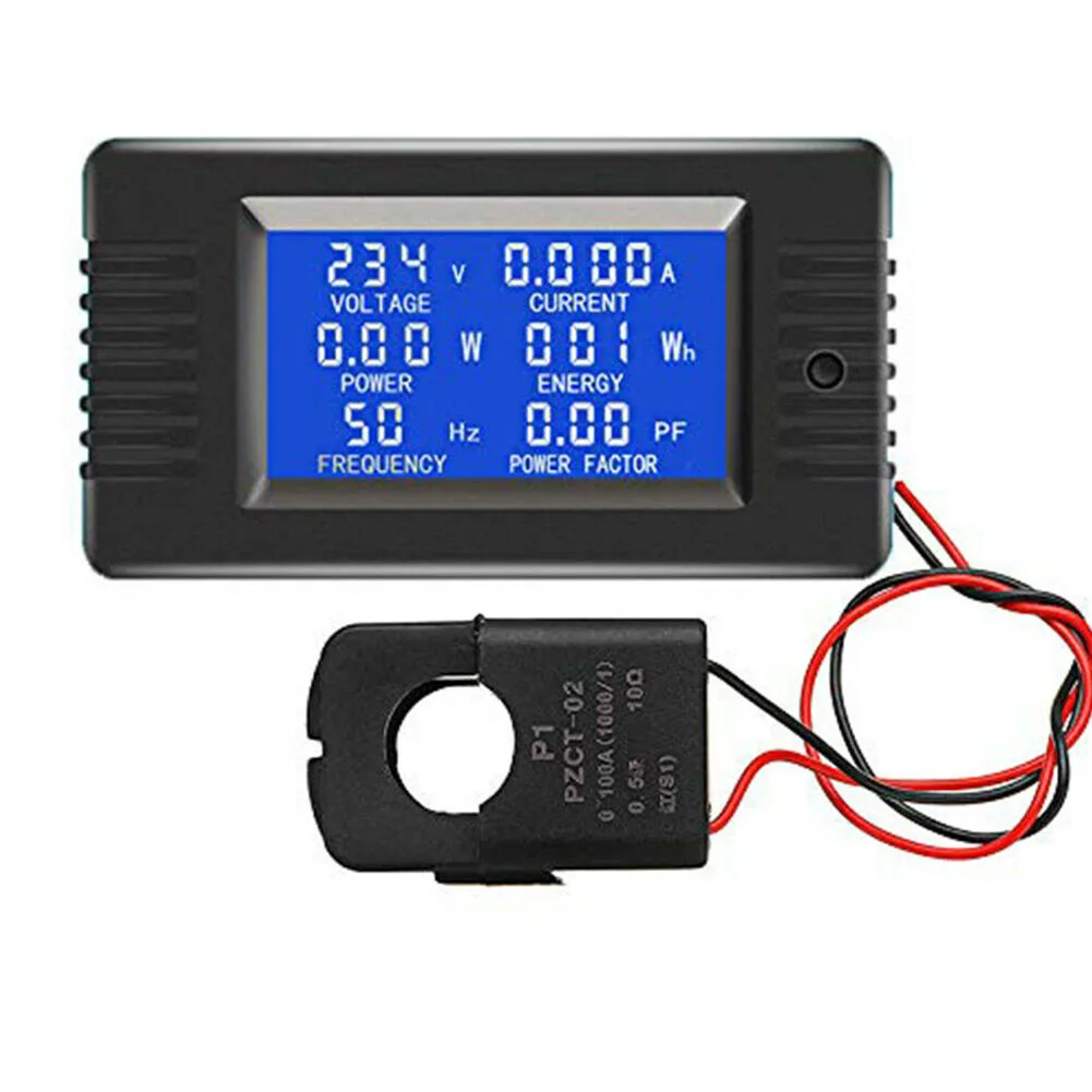PZEM-022 100A AC Digital Power Energy Meter Voltage Current For Frequency Tester With LCD Display Backlight Alarm For Industrial