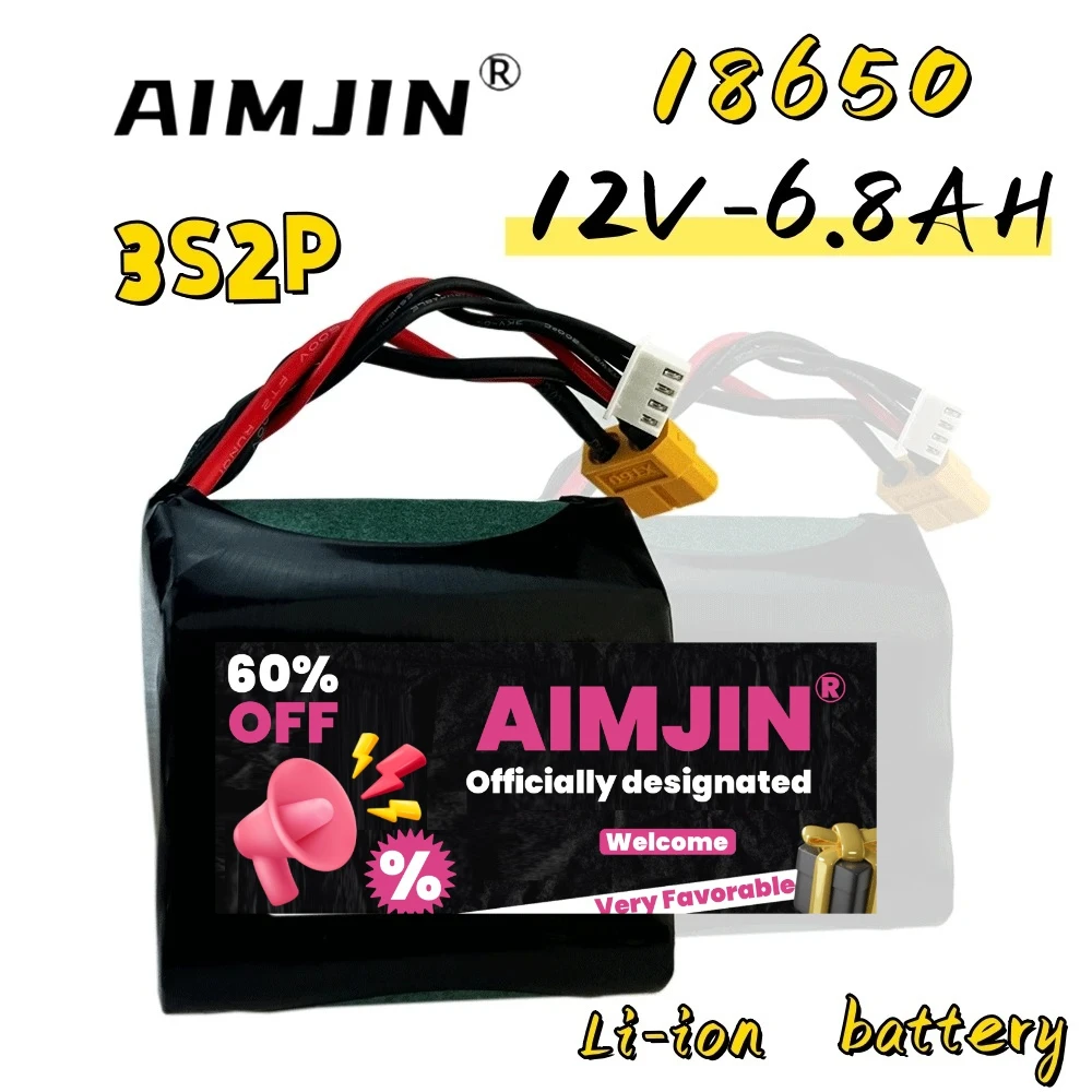

Best Seller 3S2P 12V 6.8Ah UAV Rechargeable 12.6V Li-ion Battery for Various RC Airplane Drone Quadrotor XH2.54-4P XT60