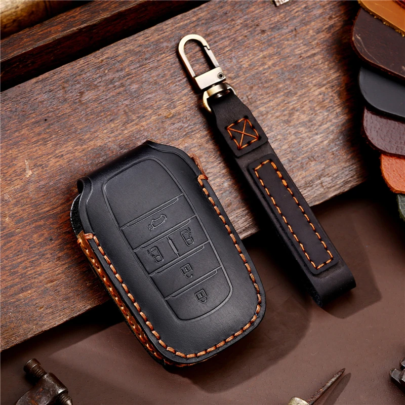 

Leather Car Remote Key Cover Case Holder shell Chain Keyring Bag Fob For Toyota New Sienna Granvia Crown Vellfire Alphard 2025