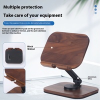 360° Rotating Phone Stand Black Walnut Solid Wood Adjustable Folding Tablet Holder Book Holder Convenient storage