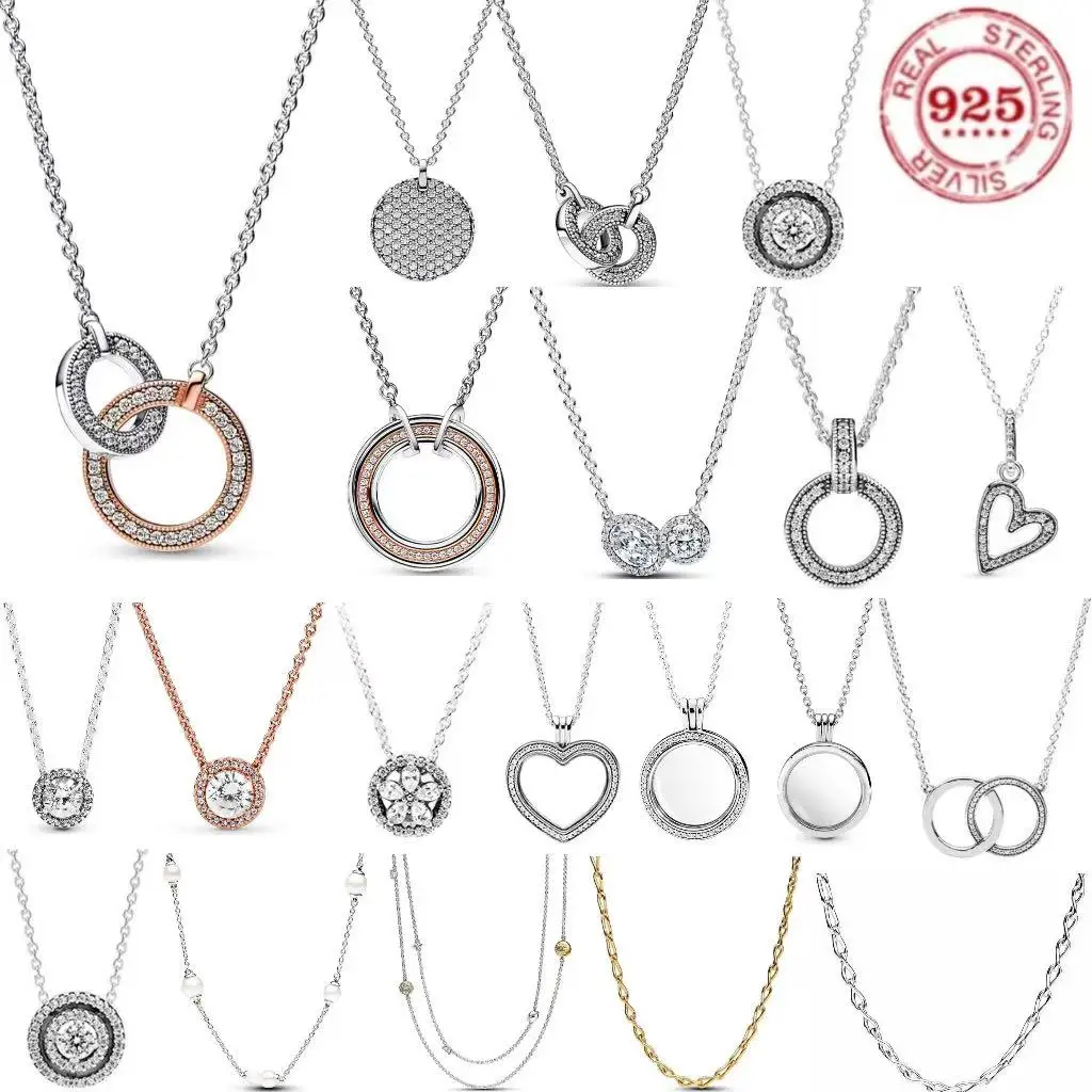 Simple And Versatile Style 100%925 Sterling Silver Circular Heart-shaped Pendent Necklace For Women's Charm Jewelry Gifts