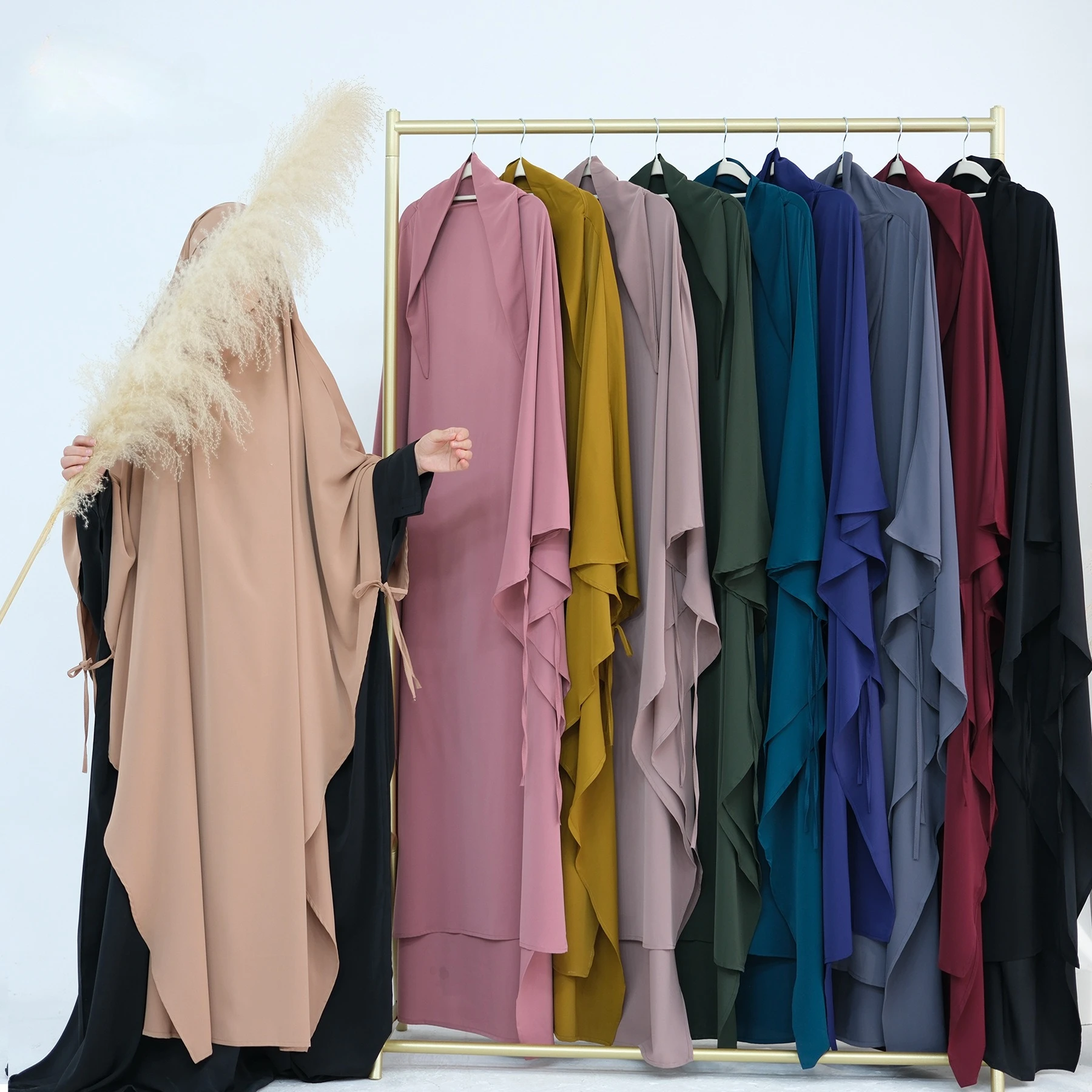 

Long Khimar Muslim Women Hijab Scarf Islam Borka Chador Niqab Burqa Overhead Tie Back Instant Hijab Jilbab Nida Khimar