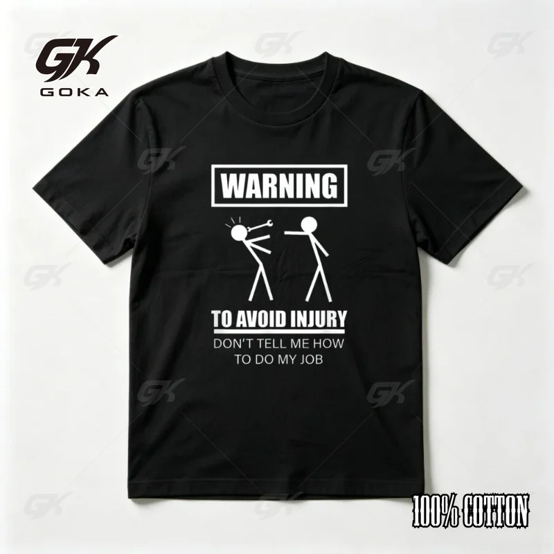 Warning To Avoid Injury Funny Repair Mechanic Gift T-Shirt Casual Fashion Loose Harajuku Short Sleeve O-neck Unisex Clothes