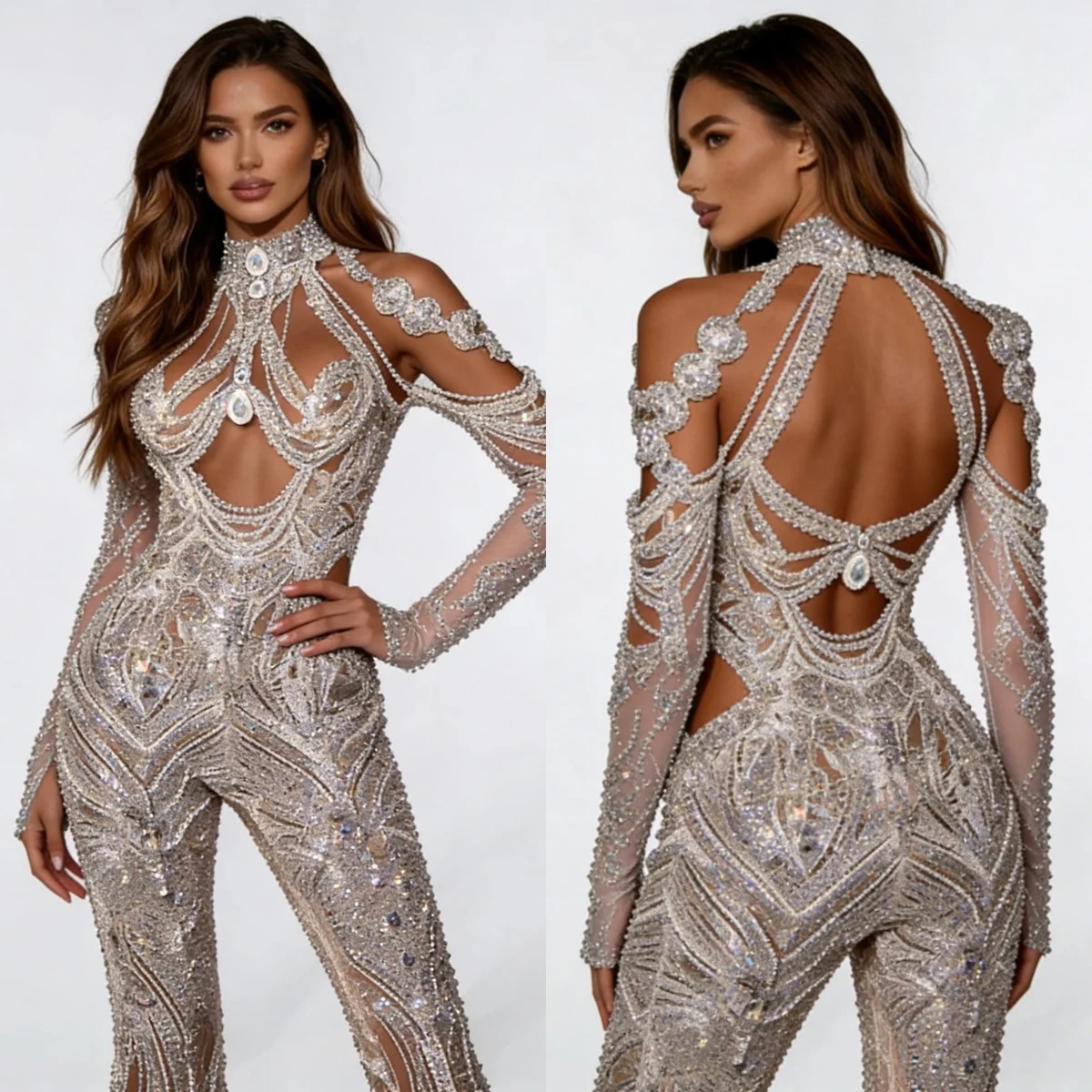 

Роскошные выпускные платья с длинными рукавами, кружевные вечерние платья с кристаллами, комбинезоны с расклешенными брюками особого дизайна, нарядные платья для вечеринок в стиле знаменитостей