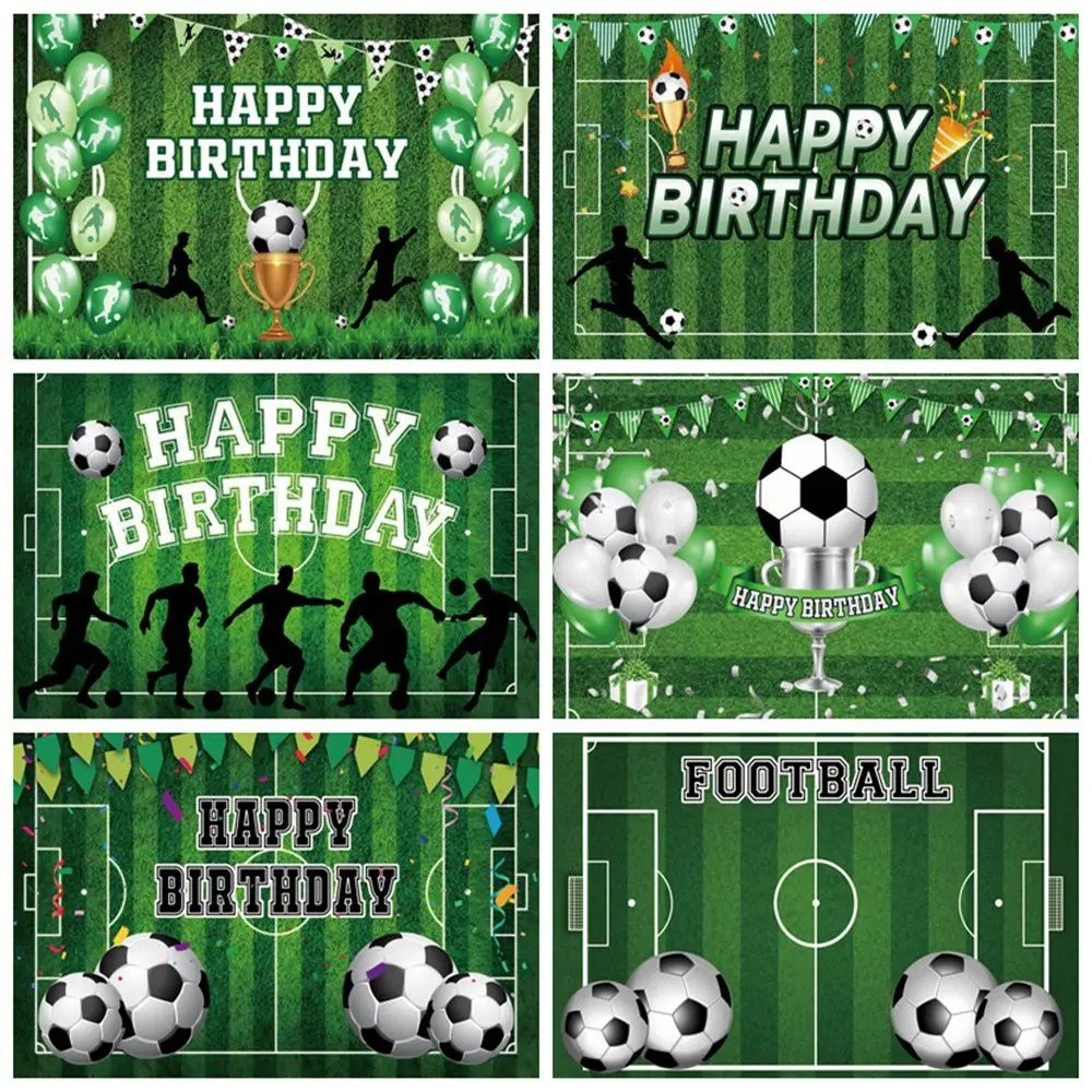 

Football Backdrop Soccer Stadium Grassland Trophy Boys Birthday Party Customize Photography Background Decor Banner Photo Studio