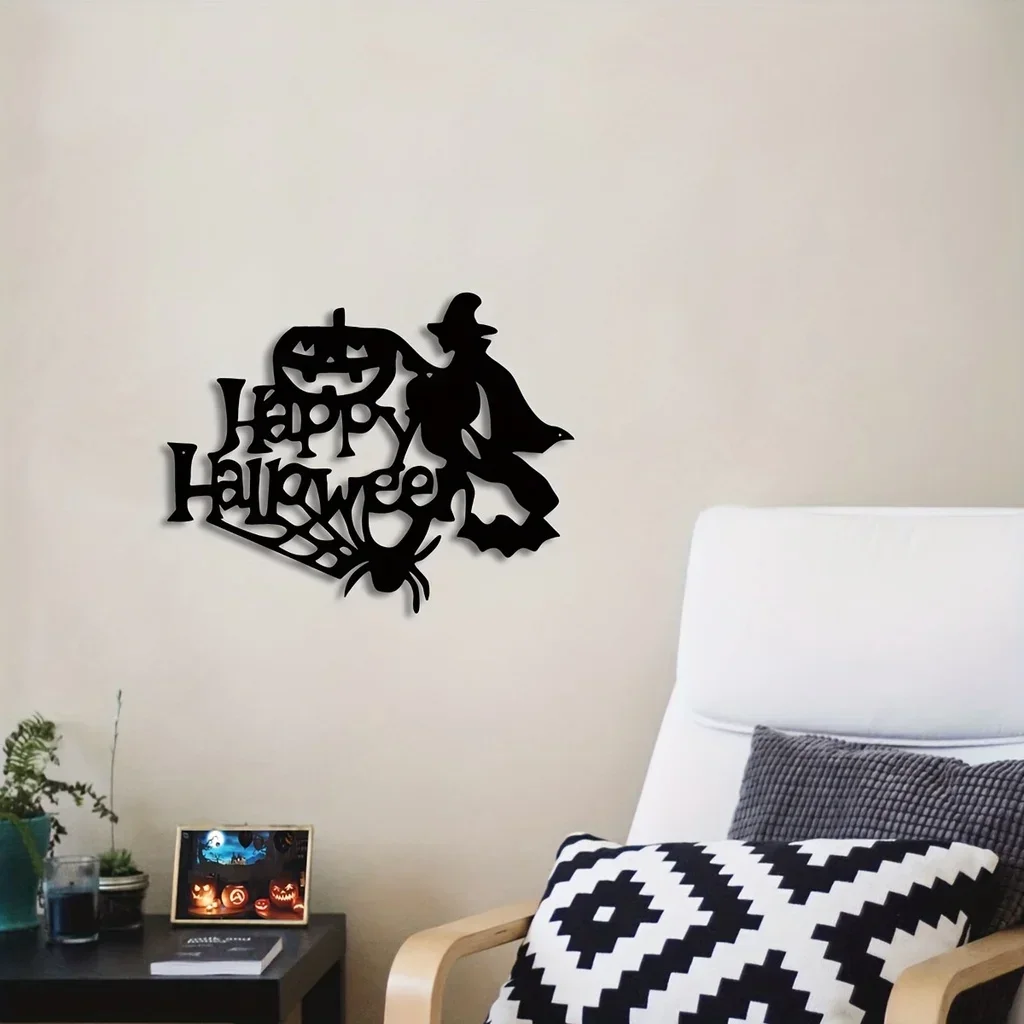 

Metal Halloween Theme Decor, Witch Home Art Decoration Indoor Livingroom Black Classic Room Decor Wall Decor Metal Wall Hanging